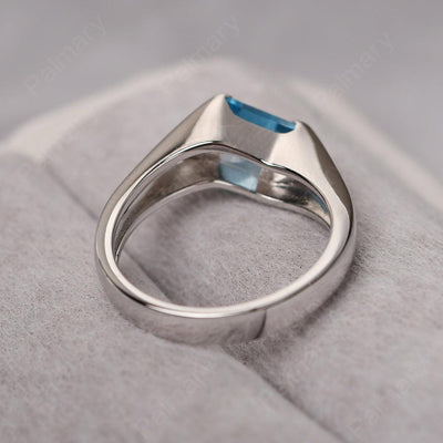 Square Swiss Blue Topaz Ring For Men - Palmary