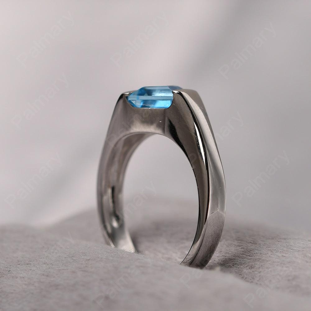 Square Swiss Blue Topaz Ring For Men - Palmary