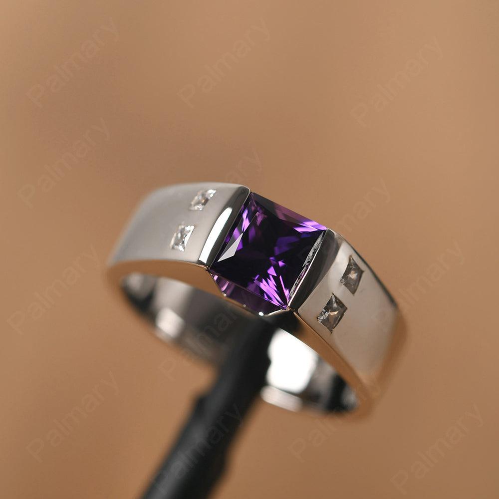 Princess Cut Amethyst Ring For Men - Palmary