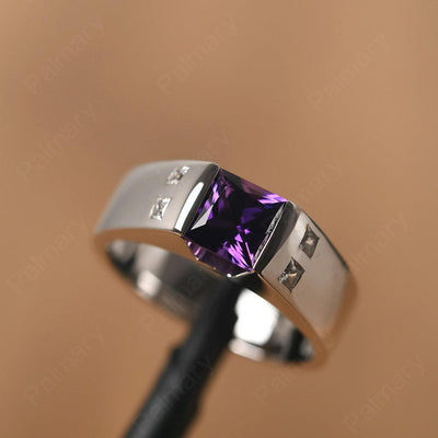 Princess Cut Amethyst Ring For Men - Palmary