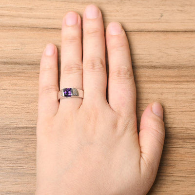 Princess Cut Amethyst Ring For Men - Palmary