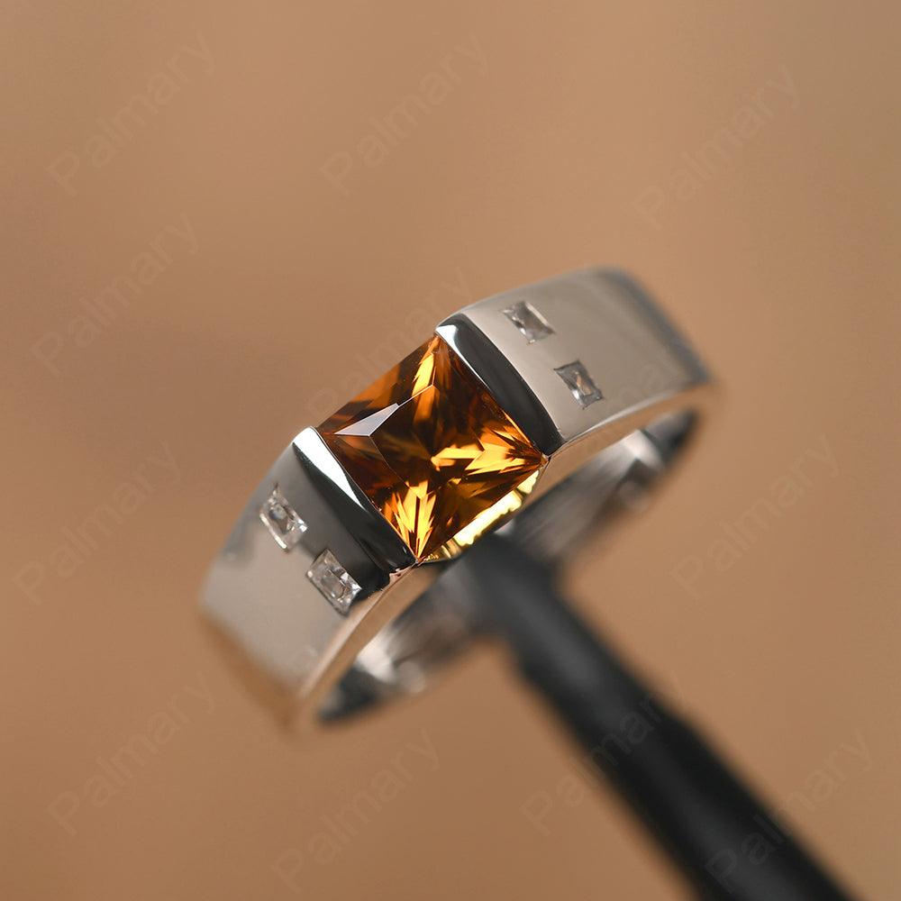 Princess Cut Citrine Ring For Men - Palmary