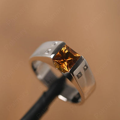 Princess Cut Citrine Ring For Men - Palmary