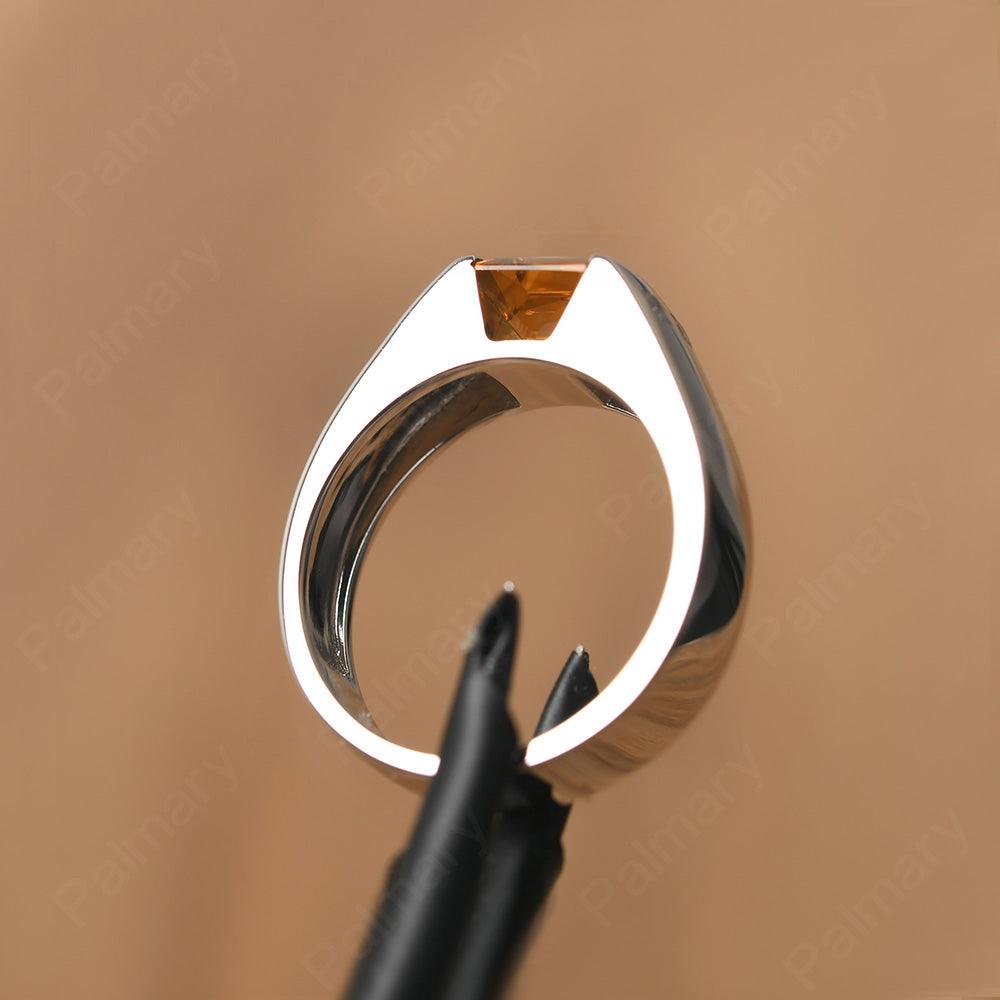 Princess Cut Citrine Ring For Men - Palmary