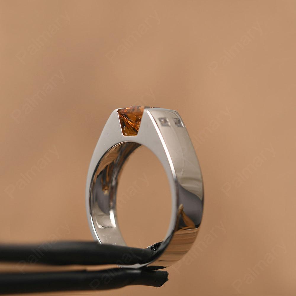 Princess Cut Citrine Ring For Men - Palmary
