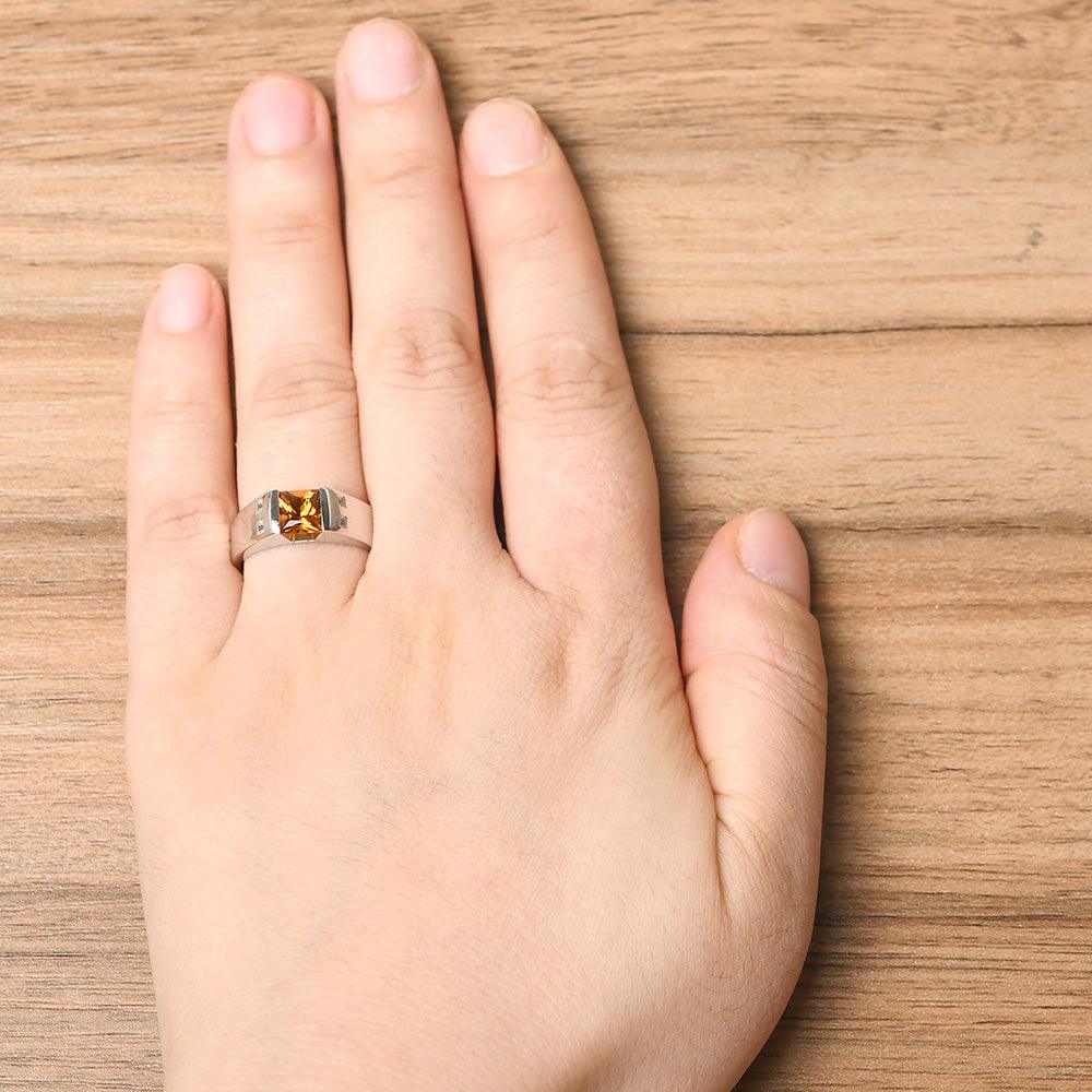 Princess Cut Citrine Ring For Men - Palmary