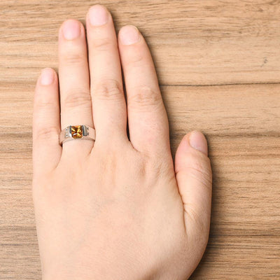 Princess Cut Citrine Ring For Men - Palmary