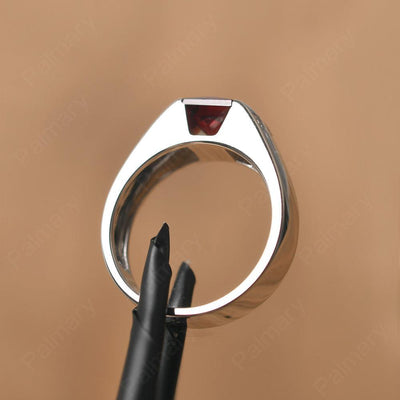 Princess Cut Garnet Ring For Men - Palmary