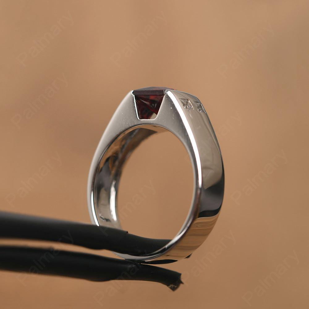 Princess Cut Garnet Ring For Men - Palmary