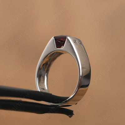 Princess Cut Garnet Ring For Men - Palmary