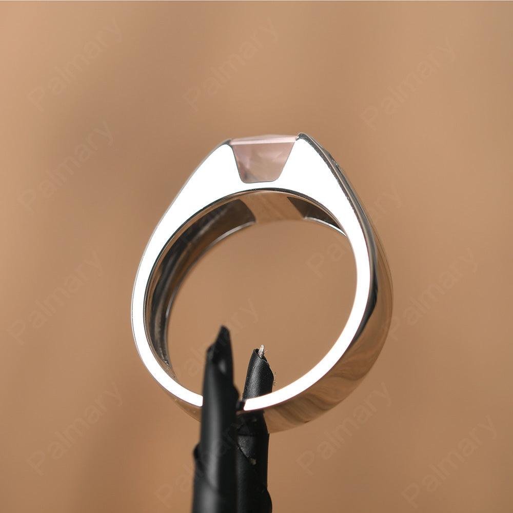 Princess Cut Rose Quartz Ring For Men - Palmary