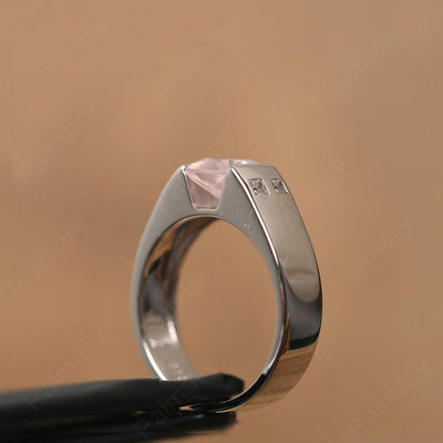 Princess Cut Rose Quartz Ring For Men - Palmary