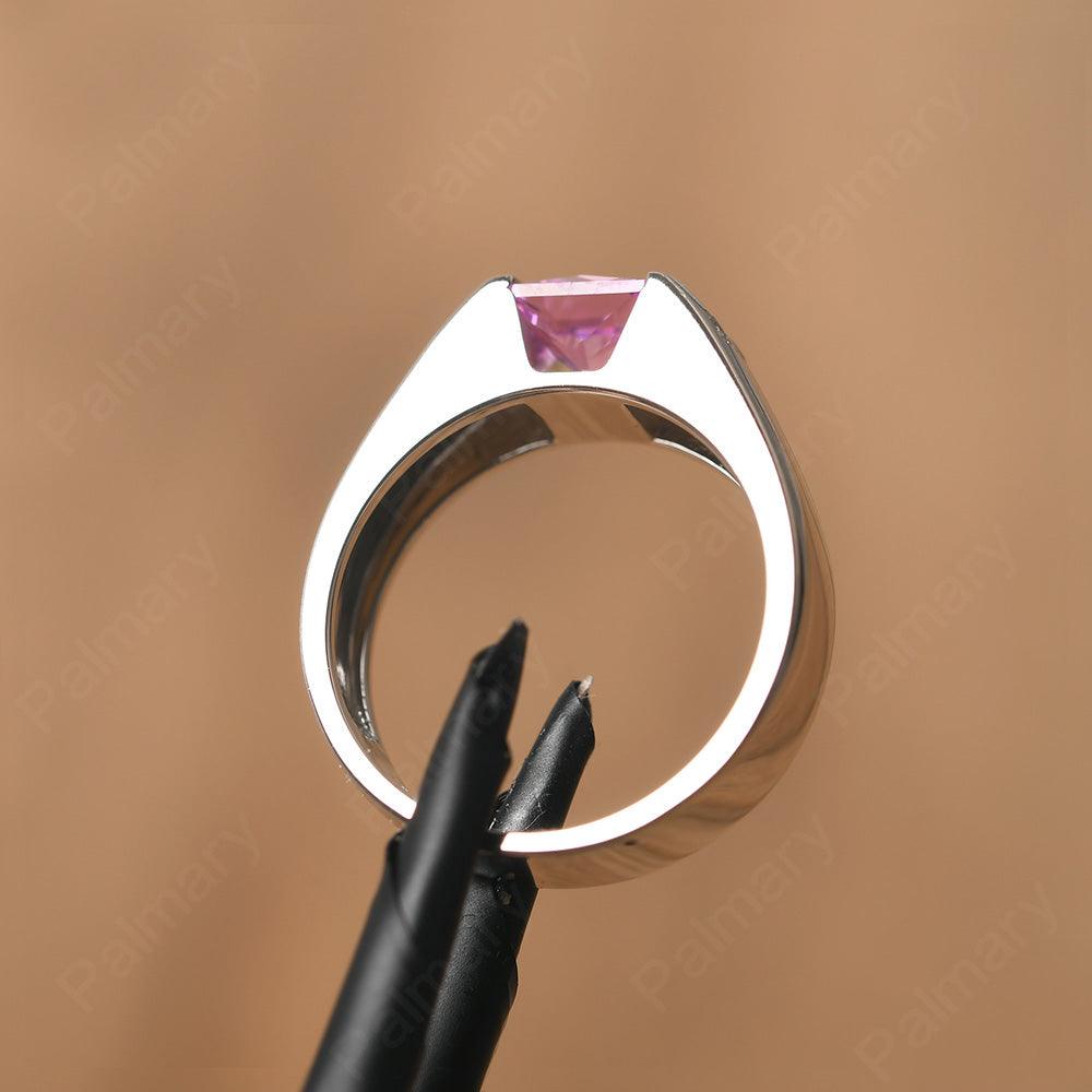 Princess Cut Pink Sapphire Ring For Men - Palmary