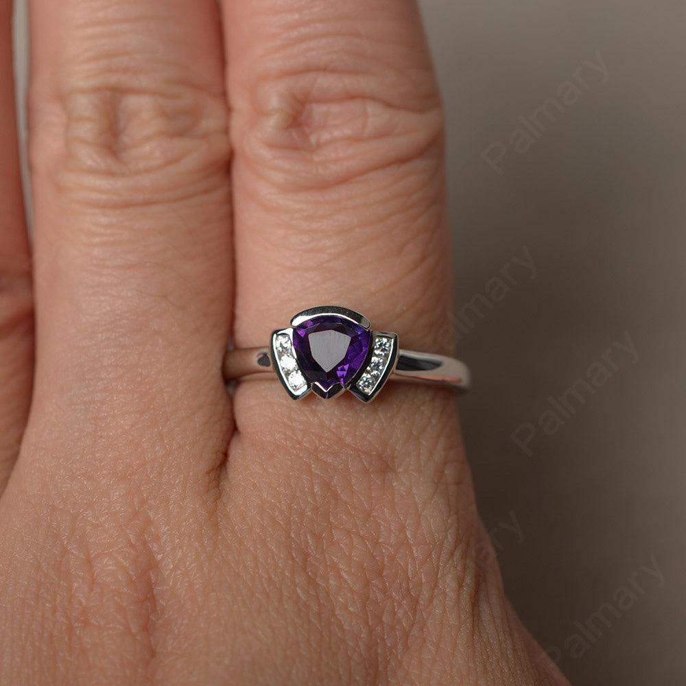 Trillion Cut Amethyst Alternative Engagement Rings - Palmary