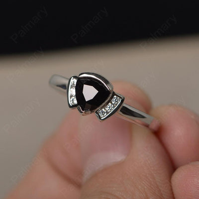 Trillion Cut Black Spinel Alternative Engagement Rings - Palmary
