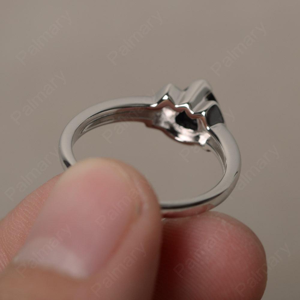 Trillion Cut Black Spinel Alternative Engagement Rings - Palmary