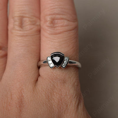 Trillion Cut Black Spinel Alternative Engagement Rings - Palmary