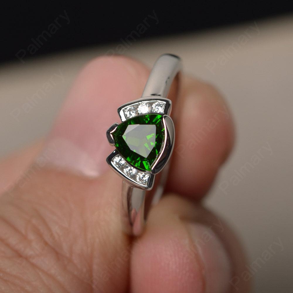 Trillion Cut Diopside Alternative Engagement Rings - Palmary