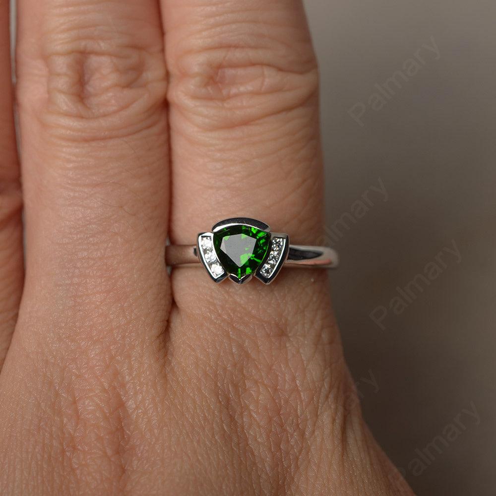 Trillion Cut Diopside Alternative Engagement Rings - Palmary