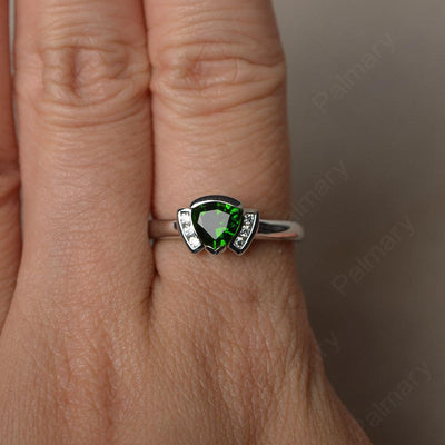 Trillion Cut Diopside Alternative Engagement Rings - Palmary