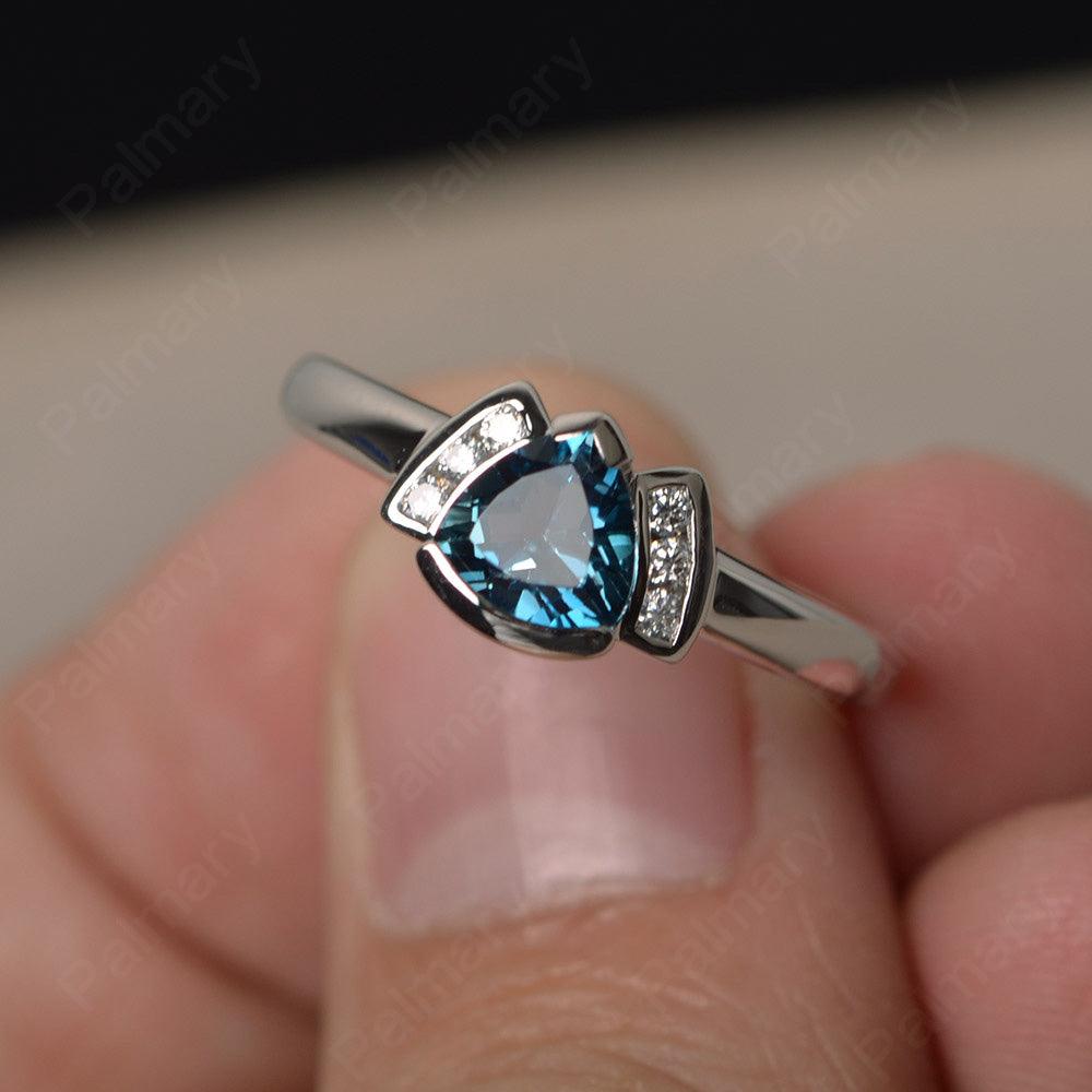 Trillion Cut London Blue Topaz Alternative Engagement Rings - Palmary