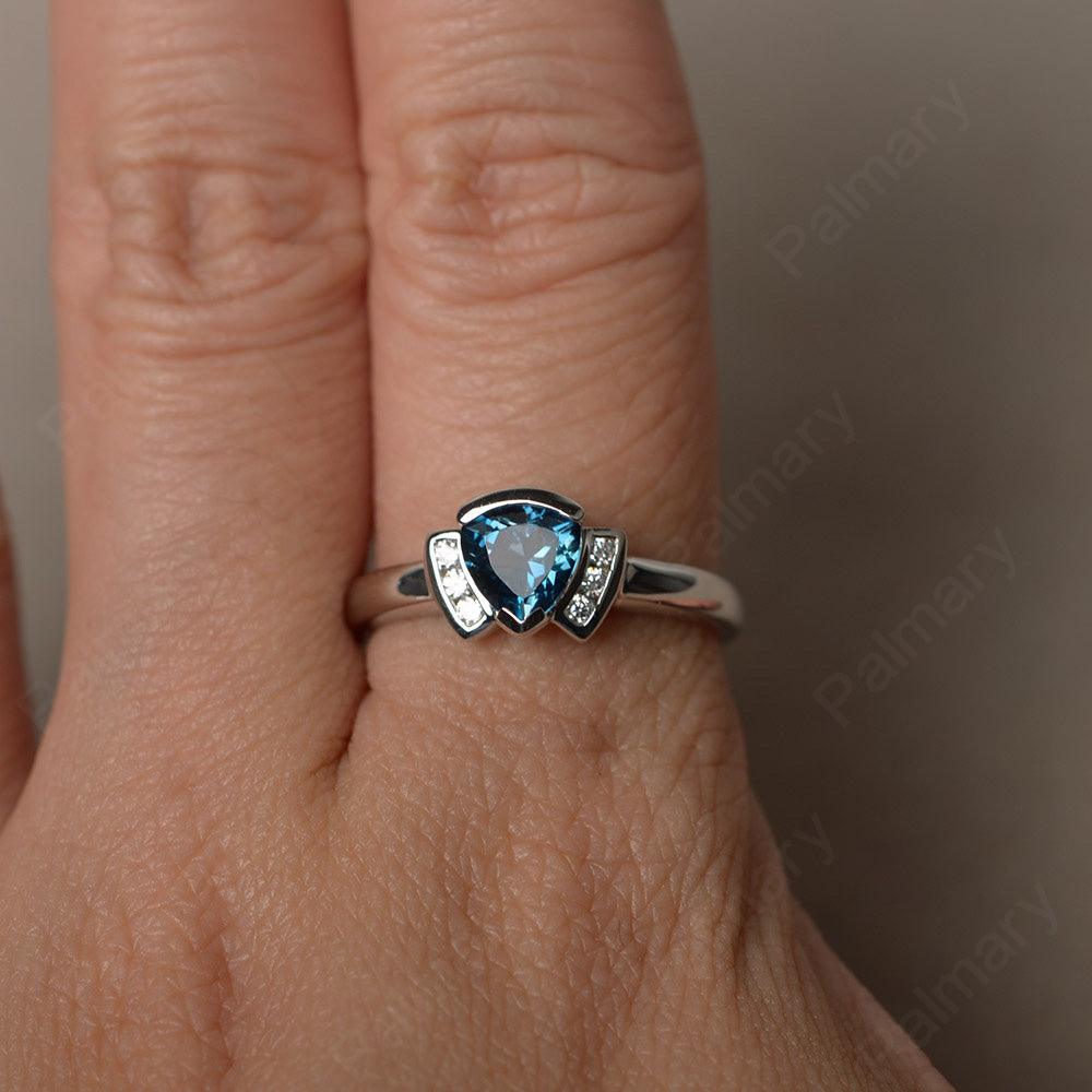 Trillion Cut London Blue Topaz Alternative Engagement Rings - Palmary