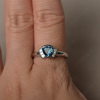 Trillion Cut London Blue Topaz Alternative Engagement Rings - Palmary