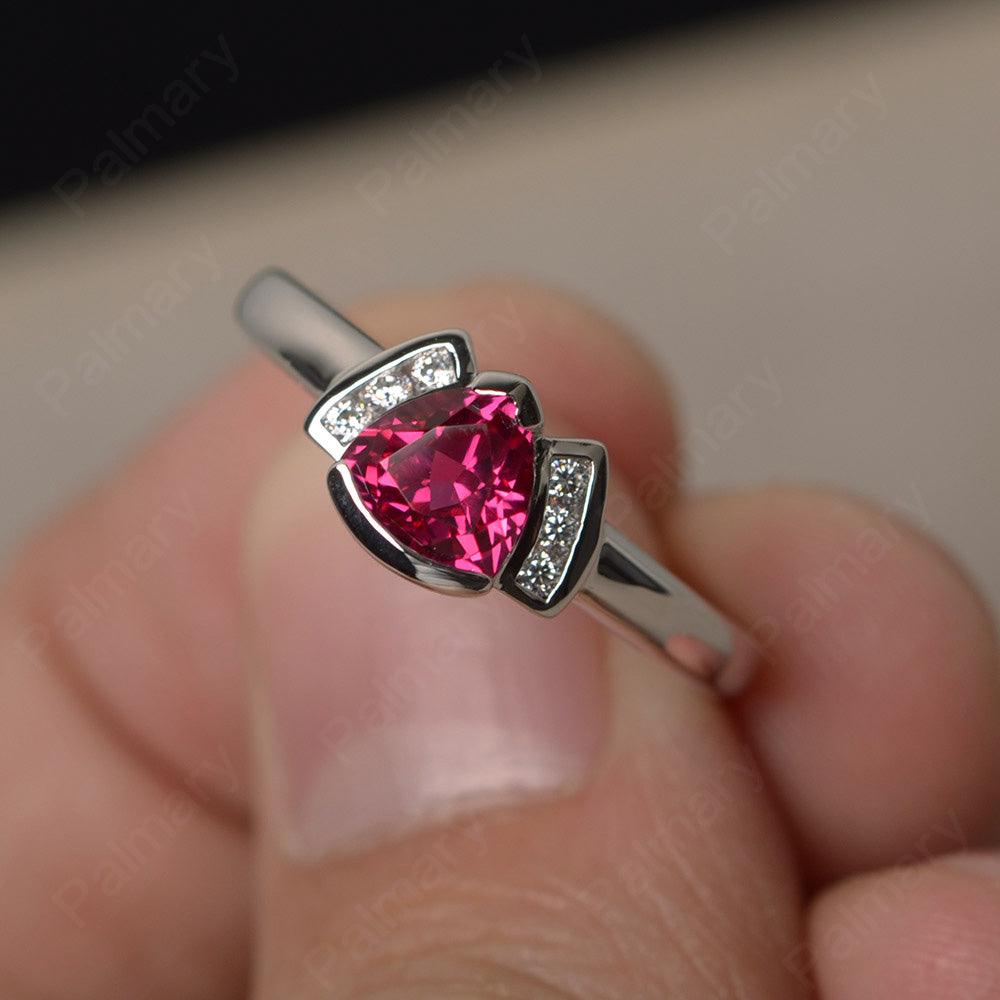 Trillion Cut Ruby Alternative Engagement Rings - Palmary
