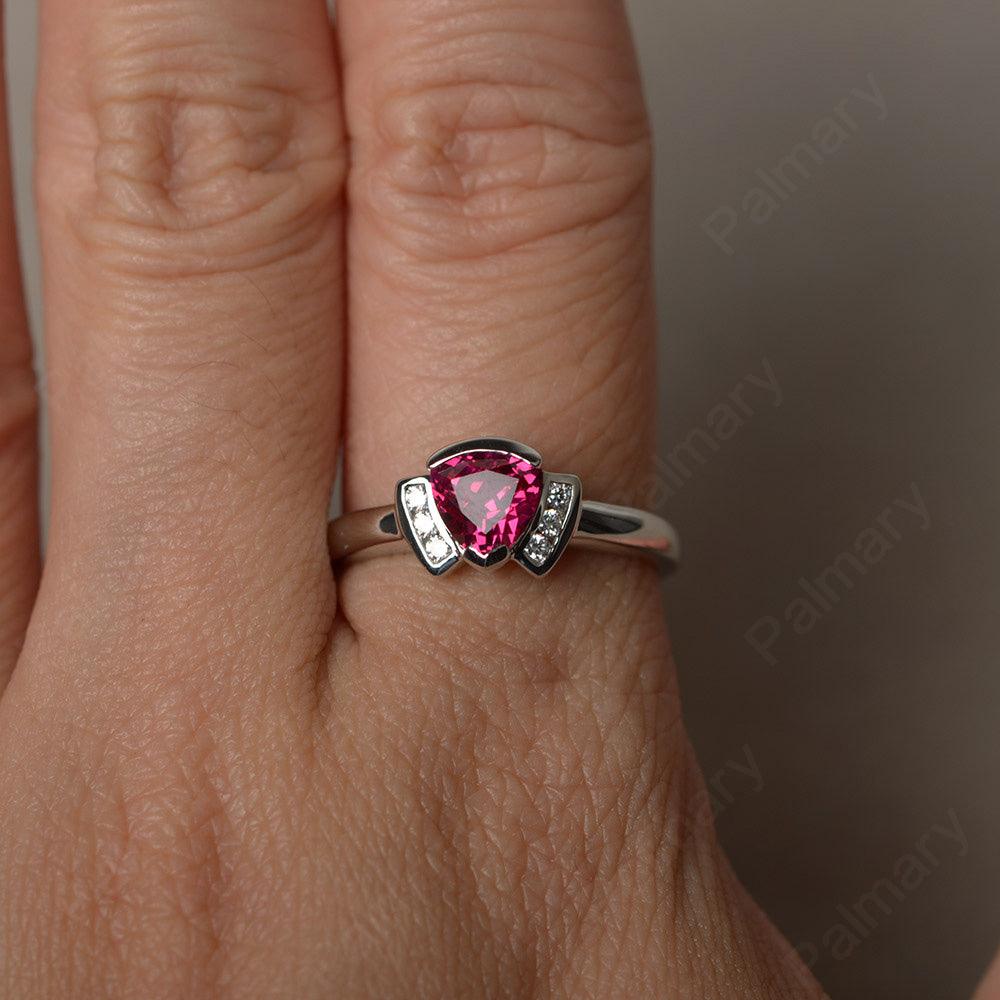 Trillion Cut Ruby Alternative Engagement Rings - Palmary