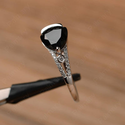 Trillion Cut Split Black Spinel Wedding Rings - Palmary