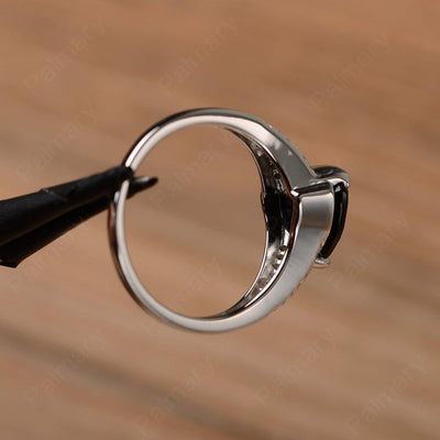 Trillion Cut Split Black Spinel Wedding Rings - Palmary