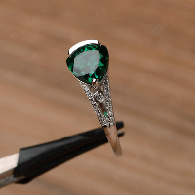 Trillion Cut Split Emerald Wedding Rings - Palmary