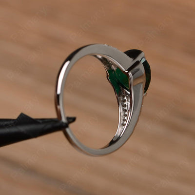Trillion Cut Split Emerald Wedding Rings - Palmary