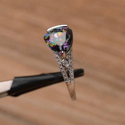 Trillion Cut Split Mystic Topaz Wedding Rings - Palmary