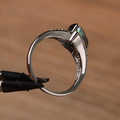 Trillion Cut Split Mystic Topaz Wedding Rings - Palmary