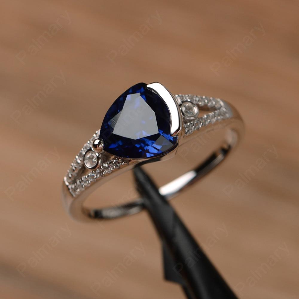 Trillion Cut Split Sapphire Wedding Rings - Palmary