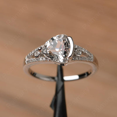 Trillion Cut Split White Topaz Wedding Rings - Palmary