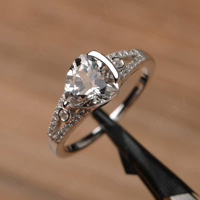 Trillion Cut Split White Topaz Wedding Rings - Palmary