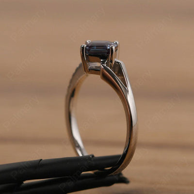 Asscher Cut Alexandrite Promise Ring Silver - Palmary