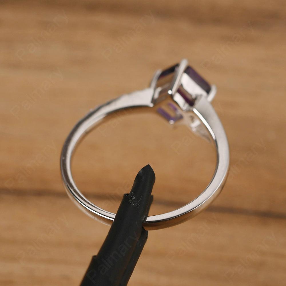 Asscher Cut Amethyst Promise Ring Silver - Palmary