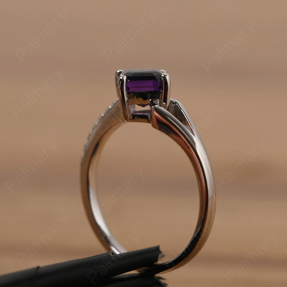 Asscher Cut Amethyst Promise Ring Silver - Palmary