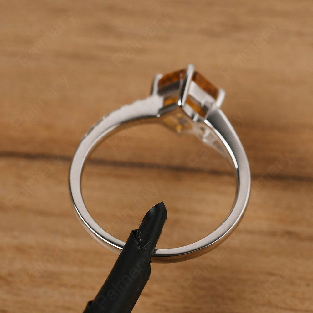 Asscher Cut Citrine Promise Ring Silver - Palmary