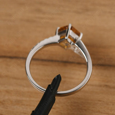 Asscher Cut Citrine Promise Ring Silver - Palmary