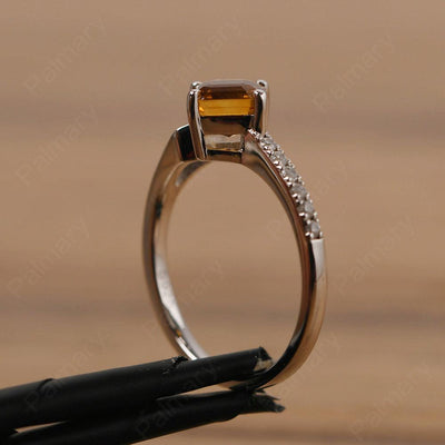 Asscher Cut Citrine Promise Ring Silver - Palmary