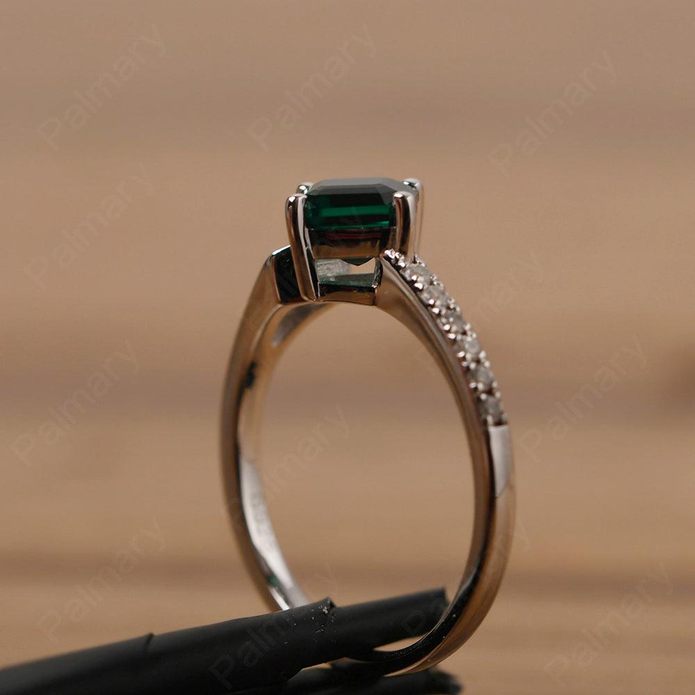 Asscher Cut Emerald Promise Ring Silver - Palmary