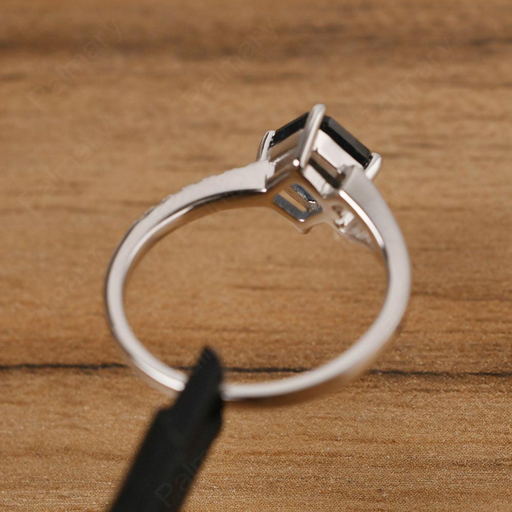 Asscher Cut London Blue Topaz Promise Ring Silver - Palmary