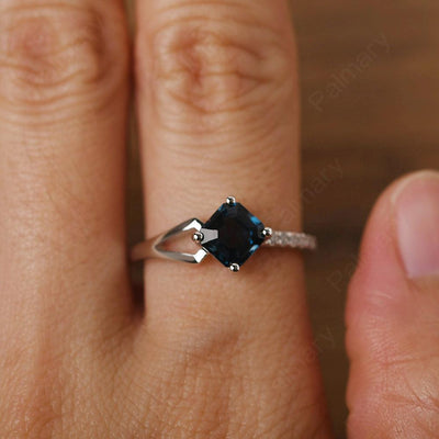 Asscher Cut London Blue Topaz Promise Ring Silver - Palmary