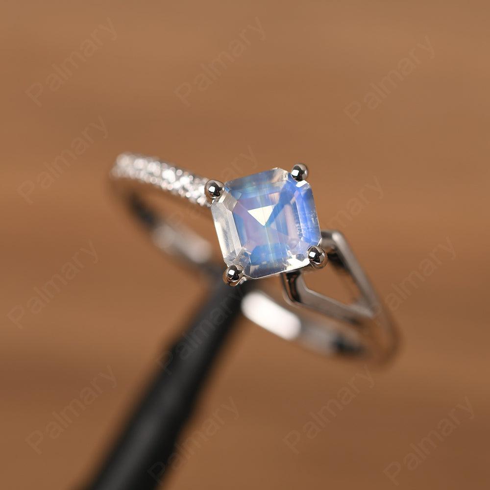 Asscher Cut Moonstone Promise Ring Silver - Palmary