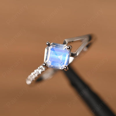 Asscher Cut Moonstone Promise Ring Silver - Palmary
