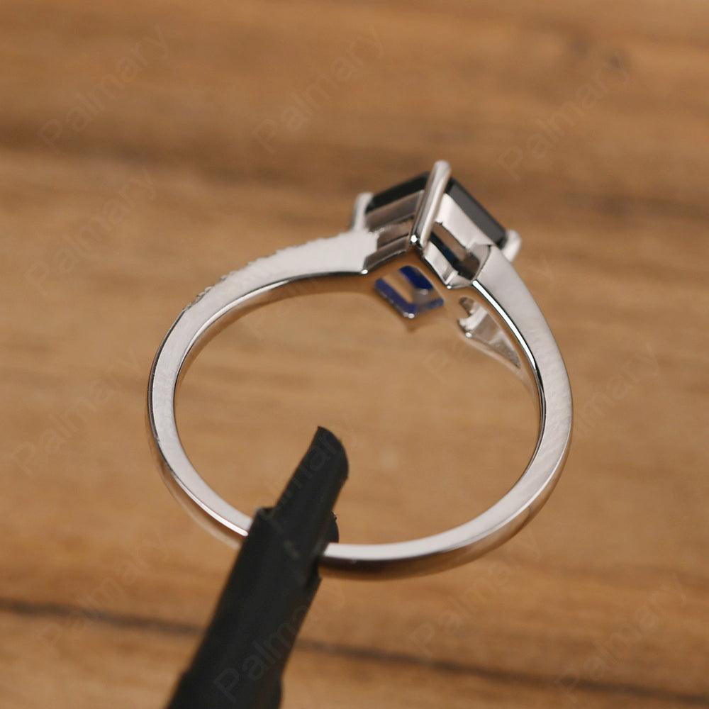 Asscher Cut Sapphire Promise Ring Silver - Palmary